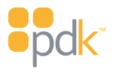 PDK brand logo with orange squares.
