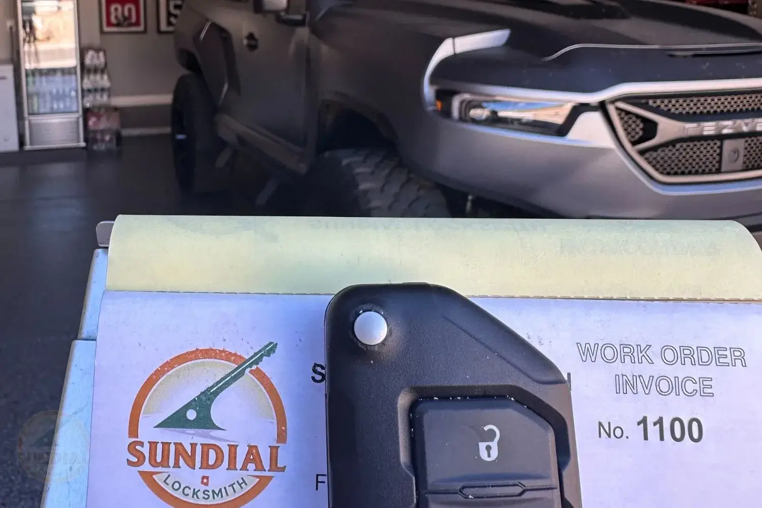locksmith work order invoice with car key remote