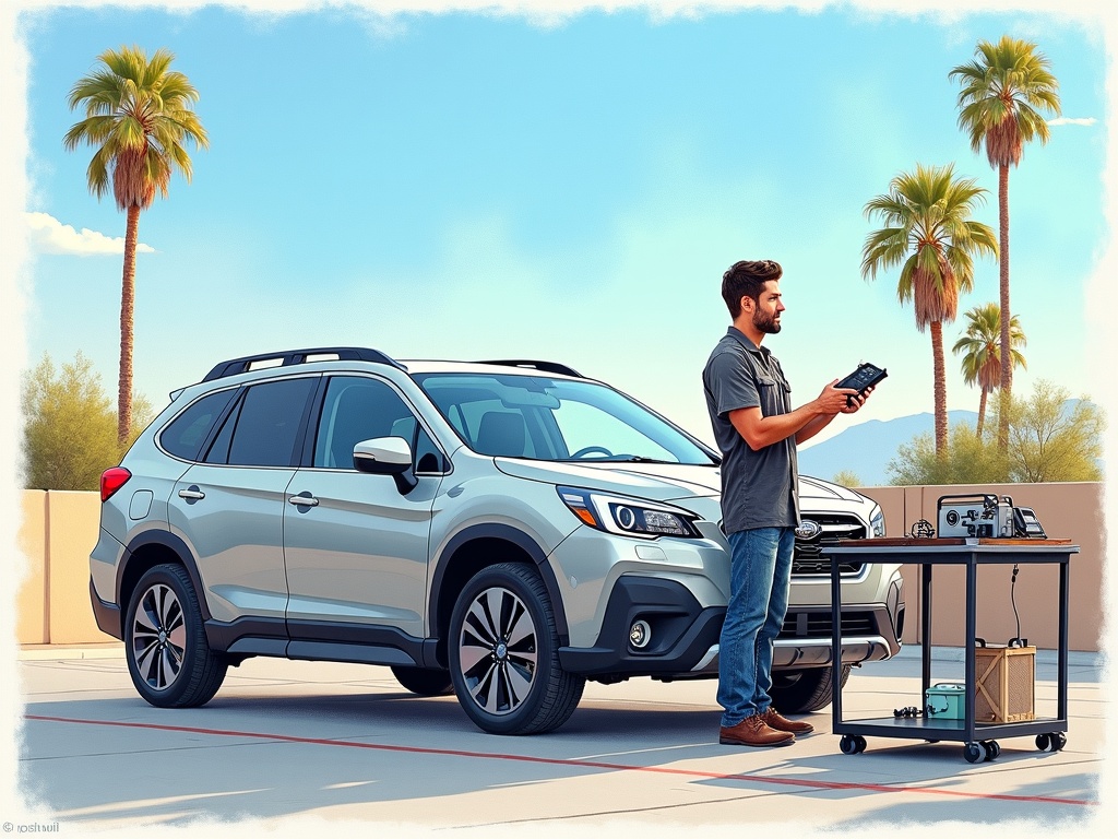 Automotive locksmith Glendale AZ technician programming a replacement key fob for an SUV near the Highlands at Arrowhead Ranch area