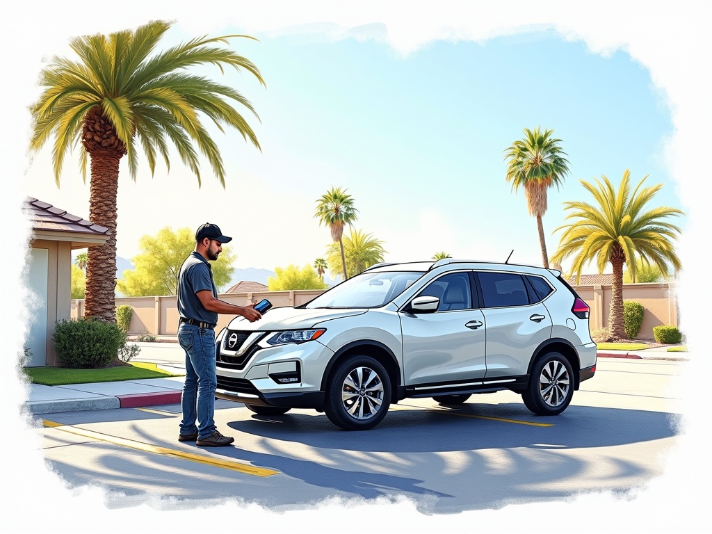 Goodyear, AZ Automotive locksmith Goodyear AZ technician programming a replacement key fob for an SUV near the Estrella Mountain Ranch community
