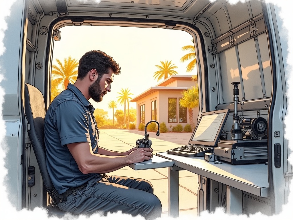 Surprise, AZ An automotive locksmith performing car key replacement and transponder programming as part of locksmith in Surprise AZ service near the Sun City Grand area